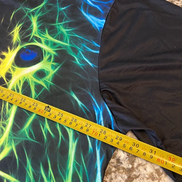 4XL Mens Colorful Lion American Sweatshirt All Over Print Plus Short Sleeve - Picture 2 of 8